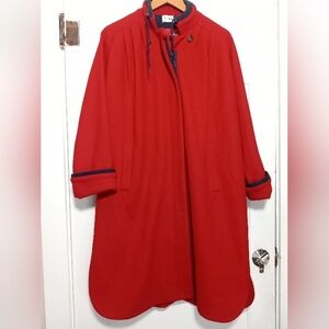 Herman Kay women's S oversized red wool blend trench coat vintage peacoat 80's